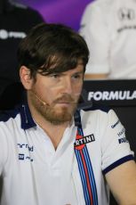 World © Octane Photographic Ltd. Rob Smedley – Williams - Head of Vehicle Performance. Friday 8th May 2015, F1 Spanish GP. Team Press Conference, Circuit de Barcelona-Catalunya, Spain. Digital Ref: 1254LB7D6892