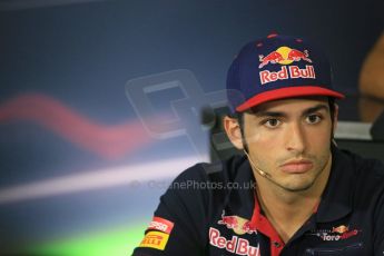 World © Octane Photographic Ltd. Scuderia Toro Rosso – Carlos Sainz Jnr. Thursday 7th May 2015, F1 Spanish GP - Driver Press Conference, Circuit de Barcelona-Catalunya, Spain. Digital Ref: 1245LB1D5643