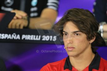 World © Octane Photographic Ltd. Manor Marussia F1 Team – Roberto Merhi. Thursday 7th May 2015, F1 Spanish GP - Driver Press Conference, Circuit de Barcelona-Catalunya, Spain. Digital Ref: 1245LB1D5654