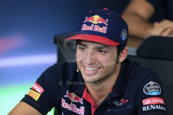 World © Octane Photographic Ltd. Scuderia Toro Rosso – Carlos Sainz Jnr. Thursday 7th May 2015, F1 Spanish GP - Driver Press Conference, Circuit de Barcelona-Catalunya, Spain. Digital Ref: 1245LB1D5896