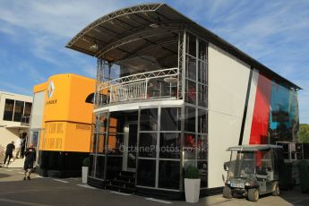 World © Octane Photographic Ltd. Manor Marussia F1 Team Motorhome. Thursday 7th May 2015, F1 Spanish GP Paddock, Circuit de Barcelona-Catalunya, Spain. Digital Ref: 1244CB1L5806