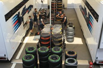 World © Octane Photographic Ltd. Williams Martini Racing wheel and tyres. Thursday 7th May 2015, F1 Spanish GP Paddock, Circuit de Barcelona-Catalunya, Spain. Digital Ref: 1244CB1L5858
