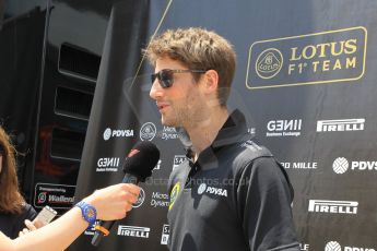 World © Octane Photographic Ltd. Lotus F1 Team E23 Hybrid – Romain Grosjean. Thursday 7th May 2015, F1 Spanish GP Paddock, Circuit de Barcelona-Catalunya, Spain. Digital Ref: 1244CB1L5880