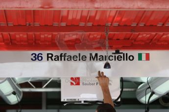 World © Octane Photographic Ltd. Sauber F1 Team Reserve Driver– Raffaele Marciello. Thursday 7th May 2015, F1 Spanish GP Pitlane Circuit de Barcelona-Catalunya, Spain. Digital Ref: 1244CB7D1370