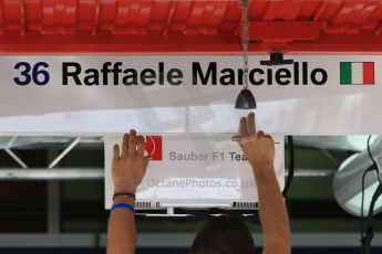 World © Octane Photographic Ltd. Sauber F1 Team Reserve Driver– Raffaele Marciello. Thursday 7th May 2015, F1 Spanish GP Pitlane Circuit de Barcelona-Catalunya, Spain. Digital Ref: 1244CB7D1374