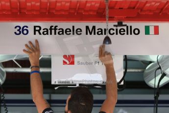 World © Octane Photographic Ltd. Sauber F1 Team Reserve Driver– Raffaele Marciello. Thursday 7th May 2015, F1 Spanish GP Pitlane Circuit de Barcelona-Catalunya, Spain. Digital Ref: 1244CB7D1382