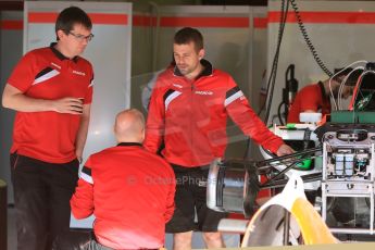 World © Octane Photographic Ltd. Manor Marussia F1 Team. Thursday 7th May 2015, F1 Spanish GP Pitlane, Circuit de Barcelona-Catalunya, Spain. Digital Ref: 1244CB7D1389