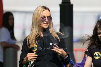 World © Octane Photographic Ltd. Lotus F1 Team Development Driver – Carmen Jorda. Thursday 7th May 2015, F1 Spanish GP Paddock, Circuit de Barcelona-Catalunya, Spain. Digital Ref: 1244CB7D1533