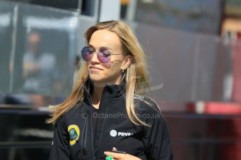 World © Octane Photographic Ltd. Lotus F1 Team Development Driver – Carmen Jorda. Thursday 7th May 2015, F1 Spanish GP Paddock, Circuit de Barcelona-Catalunya, Spain. Digital Ref: 1244CB7D1539