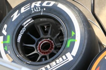 World © Octane Photographic Ltd. McLaren Honda MP4/30 rear wheels. Thursday 7th May 2015, F1 Spanish GP Paddock, Circuit de Barcelona-Catalunya, Spain. Digital Ref: 1244CB7D1602