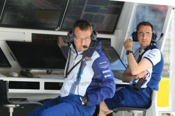 World © Octane Photographic Ltd. Williams Martini Racing pitwall. Thursday 7th May 2015, F1 Spanish GP Pitlane, Circuit de Barcelona-Catalunya, Spain. Digital Ref: 1244CB7D1664