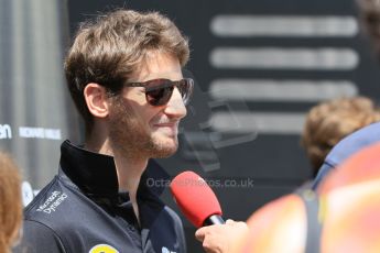 World © Octane Photographic Ltd. Lotus F1 Team E23 Hybrid – Romain Grosjean. Thursday 7th May 2015, F1 Spanish GP Paddock, Circuit de Barcelona-Catalunya, Spain. Digital Ref: 1244CB7D1684