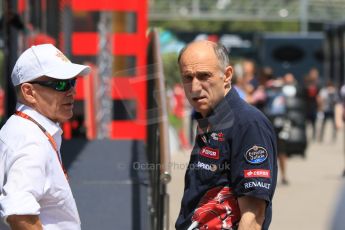 World © Octane Photographic Ltd. Scuderia Toro Rosso – Franz Tost and Peter Winsdor. Thursday 7th May 2015, F1 Spanish GP Paddock, Circuit de Barcelona-Catalunya, Spain. Digital Ref: 1244CB7D1709