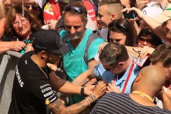 World © Octane Photographic Ltd. The crowds on the pitlane tour with Lewis Hamilton. Thursday 7th May 2015, F1 Spanish GP Pitlane, Circuit de Barcelona-Catalunya, Spain. Digital Ref: 1244CB7D5929