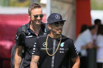 World © Octane Photographic Ltd. Mercedes AMG Petronas F1 W06 Hybrid – Lewis Hamilton. Thursday 7th May 2015, F1 Spanish GP Paddock, Circuit de Barcelona-Catalunya, Spain. Digital Ref: 1244LB1D5487