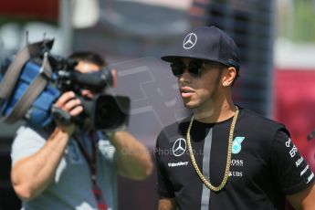 World © Octane Photographic Ltd. Mercedes AMG Petronas F1 W06 Hybrid – Lewis Hamilton. Thursday 7th May 2015, F1 Spanish GP Paddock, Circuit de Barcelona-Catalunya, Spain. Digital Ref: