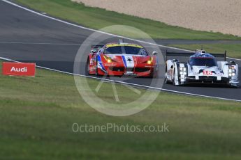 World © Octane Photographic Ltd. FIA World Endurance Championship (WEC), 6 Hours of Nurburgring , Germany - Practice 3, Saturday 29th August 2015. Porsche Team – Porsche 919 Hybrid - LM LMP1 – Romain Dumas, Neel Jani and Marc Lieb and AF Corse - F458 Italia GT2 - LMGTE - LMGTE Am – Francois Perrodo, Emmanuel Collard and Rui Aguas. Digital Ref : 1395LB1D5555