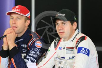 World © Octane Photographic Ltd. FIA World Endurance Championship (WEC), 6 Hours of Nurburgring , Germany - Press Conference, Friday 28th August 2015. Porsche Team Manthey – Richard Lietz and Aston Martin Racing – Stefan Mucke. Digital Ref : 1393LB5D0166