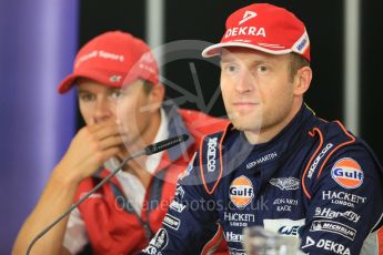 World © Octane Photographic Ltd. FIA World Endurance Championship (WEC), 6 Hours of Nurburgring , Germany - Press Conference, Friday 28th August 2015. Aston Martin Racing – Stefan Mucke and Audi Sport Team Joest- Marcel Fassler. Digital Ref : 1393LB5D0242