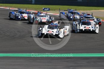 World © Octane Photographic Ltd. FIA World Endurance Championship (WEC), 6 Hours of Nurburgring , Germany - Race, Sunday 30th August 2015. Porsche - Porsche - Audi - Audi - Toyota - Toyota on lap 1. Digital Ref : 1398LB1D6316