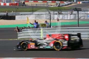 World © Octane Photographic Ltd. FIA World Endurance Championship (WEC), 6 Hours of Nurburgring , Germany - Race, Sunday 30th August 2015. Team SARD Morand – Morgan Evo – LMP2 – Oliver Webb, Pierre Ragues and Archie Hamilton and yellow flag. Digital Ref : 1398LB5D1239