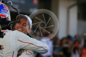 World © Octane Photographic Ltd. FIA World Endurance Championship (WEC), 6 Hours of Nurburgring , Germany – Race parc ferme, Sunday 30th August 2015. Porsche Team – Porsche 919 Hybrid - LMP1 - Timo Bernhard and Mark Webber (1st). Digital Ref : 1399LB5D2135
