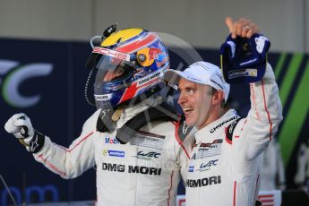 World © Octane Photographic Ltd. FIA World Endurance Championship (WEC), 6 Hours of Nurburgring , Germany – Race parc ferme, Sunday 30th August 2015. Porsche Team – Porsche 919 Hybrid - LMP1 - Timo Bernhard and Mark Webber (1st). Digital Ref : 1399LB5D2164