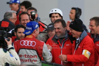 World © Octane Photographic Ltd. FIA World Endurance Championship (WEC), 6 Hours of Silverstone Race - Podium, UK, Sunday 12th April 2015. 1st Place, Audi R18 e-tron quattro - Marcel FÄSSLER, André LOTTERER, Benoît TRÉLUYER. Digital Ref : 1227LB1D9705