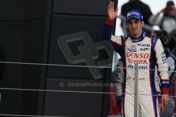 World © Octane Photographic Ltd. FIA World Endurance Championship (WEC), 6 Hours of Silverstone Race - Podium, UK, Sunday 12th April 2015. 3rd Place, Toyota TS040 Hybrid ,Sebastien BUEMI. Digital Ref : 1227LB1D9719