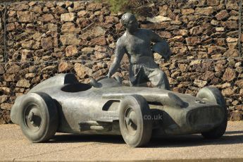 World © Octane Photographic Ltd. Juan Manual Fangio Tribute statue. Thursday 19th February 2015, F1 Winter testing, Circuit de Catalunya, Barcelona, Spain, Day 1. Digital Ref:1187CB7B0551