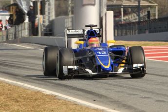 World © Octane Photographic Ltd. Sauber F1 Team C34-Ferrari – Felipe Nasr. Thursday 19th February 2015, F1 Winter testing, Circuit de Catalunya, Barcelona, Spain, Day 1. Digital Ref : 1187CB7B0633