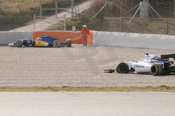 World © Octane Photographic Ltd. Williams Martini Racing FW37 – Susie Wolff and Sauber F1 Team C34-Ferrari – Felipe Nasr. Thursday 19th February 2015, F1 Winter testing, Circuit de Catalunya, Barcelona, Spain, Day 1. Digital Ref:1187CB7L1567