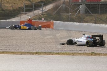 World © Octane Photographic Ltd. Williams Martini Racing FW37 – Susie Wolff and Sauber F1 Team C34-Ferrari – Felipe Nasr. Thursday 19th February 2015, F1 Winter testing, Circuit de Catalunya, Barcelona, Spain, Day 1. Digital Ref:1187CB7L1572