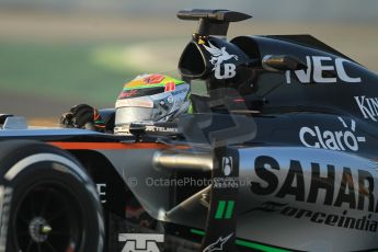 World © Octane Photographic Ltd. Sahara Force India VJM07 – Sergio Perez. Friday 20th February 2015, F1 Winter testing, Circuit de Barcelona Catalunya, Spain, Day 2. Digital Ref :1188CB1L5866
