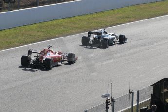World © Octane Photographic Ltd. Scuderia Ferrari SF15-T – Kimi Raikkonen and Sahara Force India VJM07 – Sergio Perez. Friday 20th February 2015, F1 Winter testing, Circuit de Barcelona Catalunya, Spain, Day 2. Digital Ref: 1188CB1L6581
