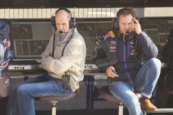 World © Octane Photographic Ltd. Infiniti Red Bull Racing - Christian Horner and Adrian Newey. Friday 20th February 2015, F1 Winter testing, Circuit de Barcelona Catalunya, Spain, Day 2. Digital Ref : 1188CB1L6684