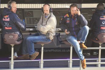 World © Octane Photographic Ltd. Infiniti Red Bull Racing - Christian Horner and Adrian Newey. Friday 20th February 2015, F1 Winter testing, Circuit de Barcelona Catalunya, Spain, Day 2. Digital Ref : 1188CB1L6689