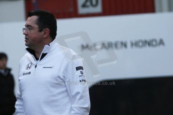World © Octane Photographic Ltd. McLaren Honda - Eric Boullier. Friday 20th February 2015, F1 Winter testing, Circuit de Barcelona Catalunya, Spain, Day 2. Digital Ref: 1188CB7L1696