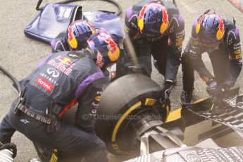 World © Octane Photographic Ltd. Infiniti Red Bull Racing RB11 – Daniel Ricciardo pitstop practice. Friday 20th February 2015, F1 Winter testing, Circuit de Barcelona Catalunya, Spain, Day 2. Digital Ref :1188CB7L5922