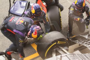 World © Octane Photographic Ltd. Infiniti Red Bull Racing RB11 – Daniel Ricciardo pitstop practice. Friday 20th February 2015, F1 Winter testing, Circuit de Barcelona Catalunya, Spain, Day 2. Digital Ref :1188CB7L5930