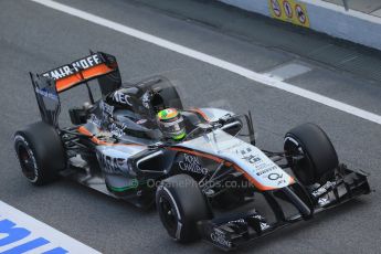 World © Octane Photographic Ltd. Sahara Force India VJM07 – Sergio Perez. Friday 20th February 2015, F1 Winter testing, Circuit de Catalunya, Barcelona, Spain, Day 2. Digital Ref : 1188LB1D6580