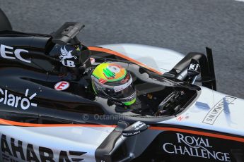 World © Octane Photographic Ltd. Sahara Force India VJM07 – Sergio Perez. Friday 20th February 2015, F1 Winter testing, Circuit de Catalunya, Barcelona, Spain, Day 2. Digital Ref : 1188LB1D6595
