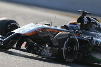 World © Octane Photographic Ltd. Sahara Force India VJM07 – Sergio Perez. Friday 20th February 2015, F1 Winter testing, Circuit de Catalunya, Barcelona, Spain, Day 2. Digital Ref : 1188LB1D7671