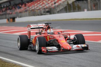World © Octane Photographic Ltd. Scuderia Ferrari SF15-T– Sebastian Vettel. Saturday 21st February 2015, F1 Winter testing, Circuit de Barcelona Catalunya, Spain, Day 3. Digital Ref: 1190CB1L7884