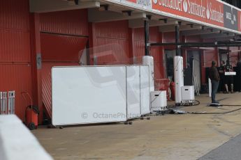 World © Octane Photographic Ltd. The Sauber F1 Team garage remained closed for most of the morning session. Saturday 21st February 2015, F1 Winter testing, Circuit de Barcelona Catalunya, Spain, Day 3. Digital Ref : 1190CB1L7939