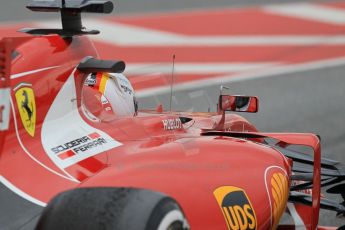 World © Octane Photographic Ltd. Scuderia Ferrari SF15-T– Sebastian Vettel. Saturday 21st February 2015, F1 Winter testing, Circuit de Barcelona Catalunya, Spain, Day 3. Digital Ref: 1190CB1L8014