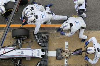 World © Octane Photographic Ltd. Williams Martini Racing FW37 – Felipe Massa practice pitstop. Saturday 21st February 2015, F1 Winter testing, Circuit de Barcelona Catalunya, Spain, Day 3. Digital Ref: 1190CB1L8088