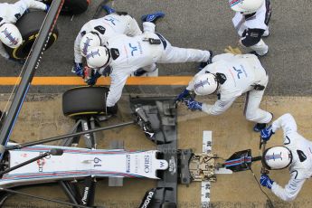 World © Octane Photographic Ltd. Williams Martini Racing FW37 – Felipe Massa practice pitstop. Saturday 21st February 2015, F1 Winter testing, Circuit de Barcelona Catalunya, Spain, Day 3. Digital Ref: 1190CB1L8089