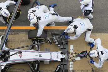 World © Octane Photographic Ltd. Williams Martini Racing FW37 – Felipe Massa practice pitstop. Saturday 21st February 2015, F1 Winter testing, Circuit de Barcelona Catalunya, Spain, Day 3. Digital Ref: 1190CB1L8090