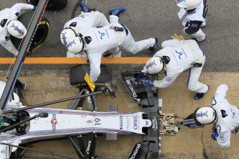 World © Octane Photographic Ltd. Williams Martini Racing FW37 – Felipe Massa practice pitstop. Saturday 21st February 2015, F1 Winter testing, Circuit de Barcelona Catalunya, Spain, Day 3. Digital Ref: 1190CB1L8091